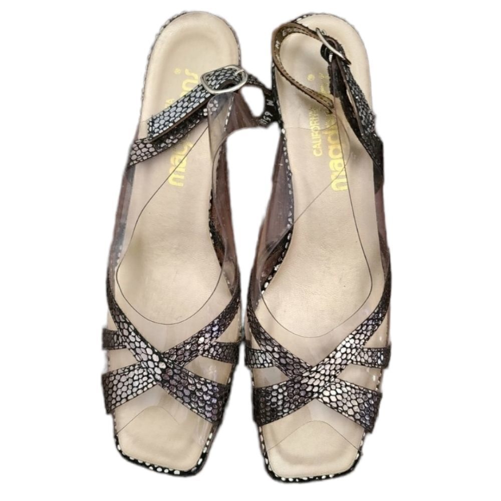 Vintage Metallic Brown Snakeskin Slingback Heels